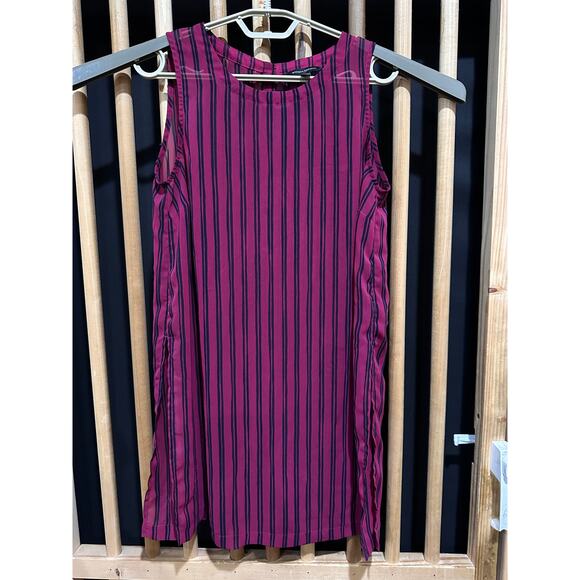 Banana Republic Tops - Banana Republic Womens Tunic Top Size S Red Black Striped Sheer Sleeveless